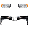 4-Piece Kit, Front, Driver and Passenger Side Fender, Includes (2) Fender and (2) Headlight