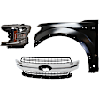 3-Piece Kit, Front, Driver Side Fender, For Models With Wheel Opening Molding and Active Park Assist System, CAPA Certified, Includes (1) Fender, (1) Grille, and (1) Headlight