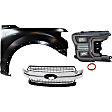 3-Piece Kit, Front, Passenger Side Fender, For Models With Wheel Opening Molding and Active Park Assist System, CAPA Certified, Includes (1) Fender, (1) Grille, and (1) Headlight