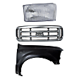 3-Piece Kit, Grille Painted Silver, Includes (1) Fender, (1) Grille, and (1) Headlight