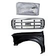 3-Piece Kit, Grille Painted Silver, Includes (1) Fender, (1) Grille, and (1) Headlight