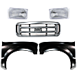 5-Piece Kit, Grille Painted Silver, Includes (2) Fender, (1) Grille, and (2) Headlight