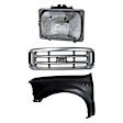 3-Piece Kit, Grille Painted Silver, Includes (1) Fender, (1) Grille, and (1) Headlight