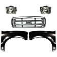 5-Piece Kit, Grille Painted Silver, Includes (2) Fender, (1) Grille, and (2) Headlight