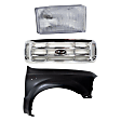 3-Piece Kit, Grille Chrome, Includes (1) Fender, (1) Grille, and (1) Headlight