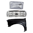 3-Piece Kit, Grille Chrome, Includes (1) Fender, (1) Grille, and (1) Headlight