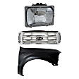 2004 Ford F-350 Super Duty - 3-Piece Kit Grille, Chrome,  Includes (1) Fender, (1) Grille, and (1) Headlight