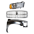 3-Piece Kit, Grille Chrome, For Models Without Sport Package, Old Body Style, Includes (1) Fender, (1) Grille, and (1) Headlight