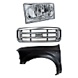 3-Piece Kit, Grille Painted Silver, Includes (1) Fender, (1) Grille, and (1) Headlight