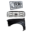 3-Piece Kit, Grille Chrome, Includes (1) Fender, (1) Grille, and (1) Headlight