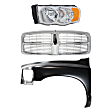 3-Piece Kit, Front, Driver Side Fender, Includes (1) Fender, (1) Grille, and (1) Headlight