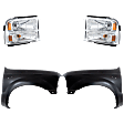 4-Piece Kit Driver and Passenger Side Halogen Headlight, With bulb(s), OE Replacement, Includes (2) Fender and (2) Headlight