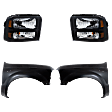 4-Piece Kit Driver and Passenger Side Halogen Headlight, With bulb(s), OE Replacement, Includes (2) Fender and (2) Headlight