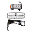 2002 Dodge Ram 1500 SLT - 3-Piece Kit Grille, Chrome, For Models With Sport Package, Old Body Style,  Includes (1) Fender, (1) Grille, and (1) Headlight