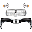 5-Piece Kit, Front, Driver and Passenger Side Fender, Includes (2) Fender, (1) Grille, and (2) Headlight