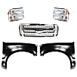 5-Piece Kit, Grille Chrome Shell with Painted Gray Insert, Includes (2) Fender, (1) Grille, and (2) Headlight