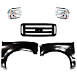 2005-2007 Ford F-350 Super Duty - 5-Piece Kit Driver and Passenger Side Halogen Headlight, With bulb(s), OE Replacement, Includes (2) Fender, (1) Grille Assembly and (2) Headlight