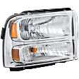 2005-2007 Ford F-350 Super Duty - 5-Piece Kit Driver and Passenger Side Halogen Headlight, With bulb(s), OE Replacement, Includes (2) Fender, (1) Grille Assembly and (2) Headlight