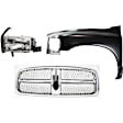 3-Piece Kit, Front, Driver Side Fender, Includes (1) Fender, (1) Grille, and (1) Headlight