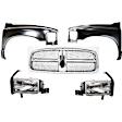 2002 Dodge Ram 1500 ST - 5-Piece Kit Front, Driver and Passenger Side Fender, Includes (2) Fender, (1) Grille, and (2) Headlight