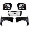 5-Piece Kit, Grille Painted Black Shell with Chrome Insert, Includes (2) Fender, (1) Grille, and (2) Headlight