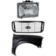 3-Piece Kit, Grille Painted Black Shell with Chrome Insert, Includes (1) Fender, (1) Grille, and (1) Headlight