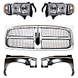 5-Piece Kit, Front, Driver and Passenger Side Fender, Includes (2) Fender, (1) Grille, and (2) Headlight