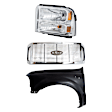3-Piece Kit, Grille Chrome, Includes (1) Fender, (1) Grille, and (1) Headlight