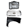 3-Piece Kit, Grille Chrome, For Models With Short Bed, Includes (1) Fender, (1) Grille, and (1) Headlight