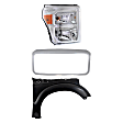 3-Piece Kit Passenger Side Halogen Headlight, Includes (1) Fender, (1) Grille Assembly, and (1) Headlight