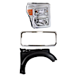 3-Piece Kit, Grille Shell Chrome, Includes (1) Fender, (1) Grille Shell, and (1) Headlight