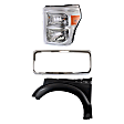 3-Piece Kit, Grille Shell Chrome, Includes (1) Fender, (1) Grille Shell, and (1) Headlight