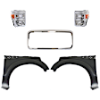 5-Piece Kit, Grille Shell Chrome, Includes (2) Fender, (1) Grille Shell, and (2) Headlight