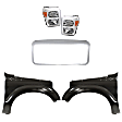 4-Piece Kit Driver and Passenger Side Halogen Headlight, Without bulb(s), OE Replacement, Includes (2) Fender, (1) Grille Assembly and (1) Headlight