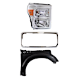 3-Piece Kit, Grille Shell Chrome, Includes (1) Fender, (1) Grille Shell, and (1) Headlight