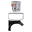 3-Piece Kit Passenger Side Halogen Headlight, Includes (1) Fender, (1) Grille Assembly, and (1) Headlight, CAPA Certified