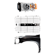 3-Piece Kit, Front, Driver Side Fender, Includes (1) Fender, (1) Grille Insert, and (1) Headlight
