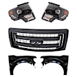 5-Piece Kit Driver and Passenger Side LED Headlight, With bulb(s), OE Replacement, Includes (2) Fender, (1) Grille Assembly and (2) Headlight
