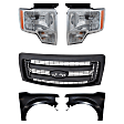 5-Piece Kit, Front, Driver and Passenger Side Fender, CAPA Certified, Includes (2) Fender, (1) Grille, and (2) Headlight