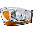 4-Piece Kit Driver and Passenger Side Halogen Headlight, With bulb(s), with Chrome Bezel with Amber Bar, OE Replacement, Includes (2) Fender and (2) Headlight