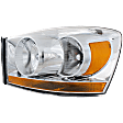 4-Piece Kit Driver and Passenger Side Halogen Headlight, With bulb(s), with Chrome Bezel with Amber Bar, OE Replacement, Includes (2) Fender and (2) Headlight