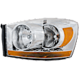 4-Piece Kit Driver and Passenger Side Halogen Headlight, With bulb(s), with Chrome Bezel with Amber Bar, OE Replacement, Includes (2) Fender and (2) Headlight