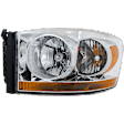 4-Piece Kit Driver and Passenger Side Halogen Headlight, With bulb(s), with Chrome Bezel with Amber Bar, OE Replacement, Includes (2) Fender and (2) Headlight