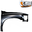 2-Piece Kit Passenger Side Halogen Headlight, With bulb(s), with Chrome Bezel with Amber Bar, OE Replacement, Includes (1) Fender and (1) Headlight