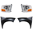 4-Piece Kit Driver and Passenger Side Headlight, with Bulbs, Halogen, For Models without Quad Lights, Includes (2) Fender and (2) Headlight