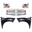 5-Piece Kit Grille Chrome, Includes (2) Fender, (1) Grille Assembly and (2) Headlight