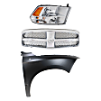 3-Piece Kit, Grille Chrome, For Models With Quad Lights, Includes (1) Fender, (1) Grille Shell and Insert, and (1) Headlight