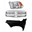 3-Piece Kit Grille Chrome, Includes (1) Fender, (1) Grille Assembly and (1) Headlight