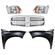 5-Piece Kit Grille Chrome, Includes (2) Fender, (1) Grille Assembly and (2) Headlight