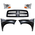 5-Piece Kit Grille Painted Black, Includes (2) Fender, (1) Grille Assembly and (2) Headlight